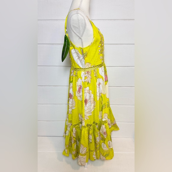 Farm Rio NWT Neon Garden Cotton Midi Dress Floral Summer Yellow Sz XS $235 - Picture 8 of 15